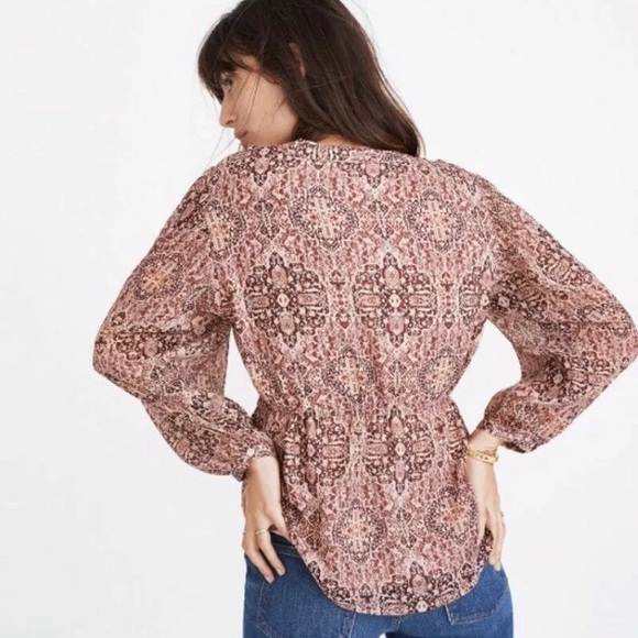 Madewell pink kaleidoscope peasant boho blouse - Picture 3 of 9